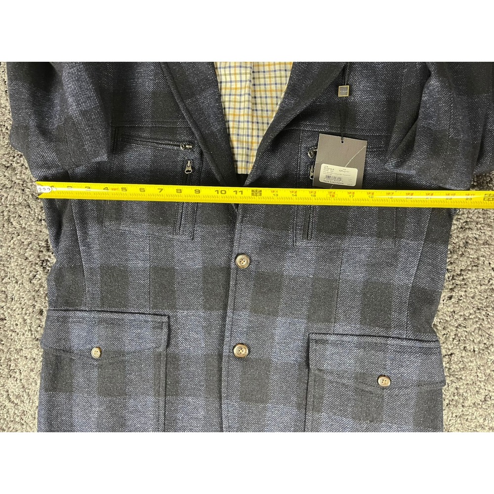 Kroon Nash Navy Buffalo Plaid Wool Blend Blazer Sport Coat 42R W13215LK - Picture 8 of 11
